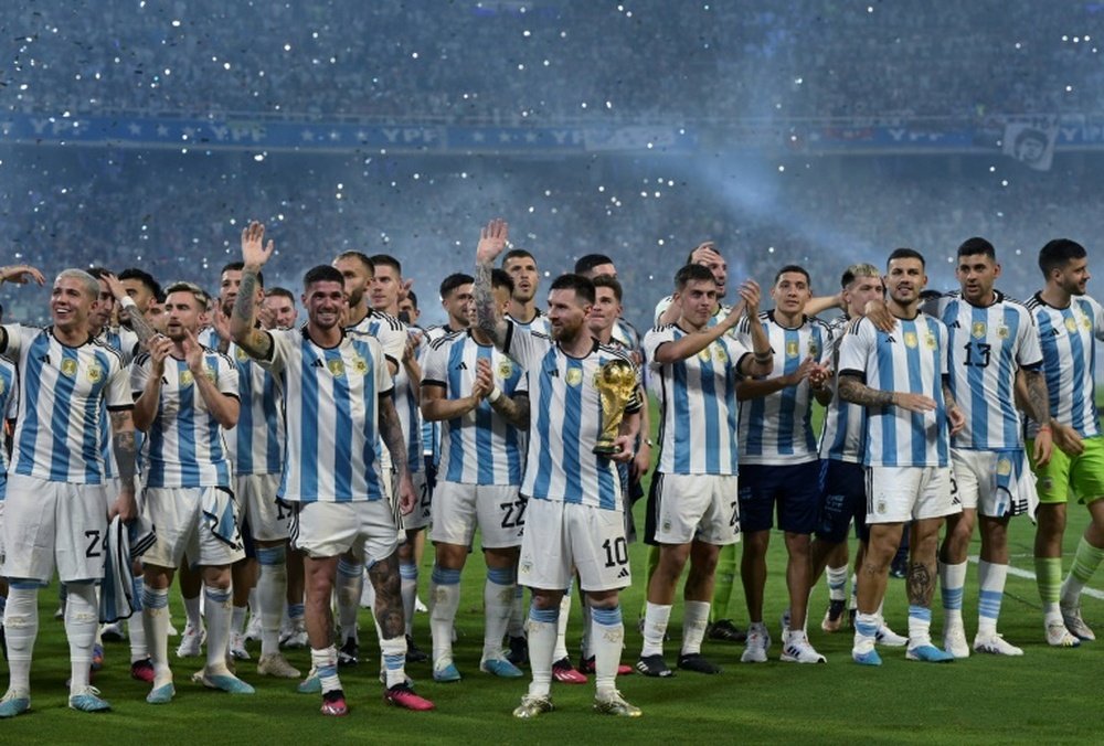 La fête des champions du monde argentins tourne à l'orgie de buts. afp