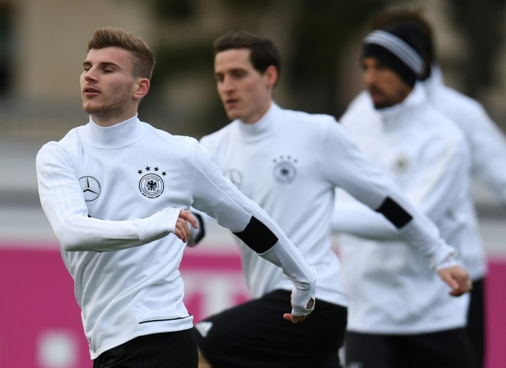 Timo Werner lors dune séance dentraînement de léquipe dAllemagne de football, le 21 mars 2017. AFP