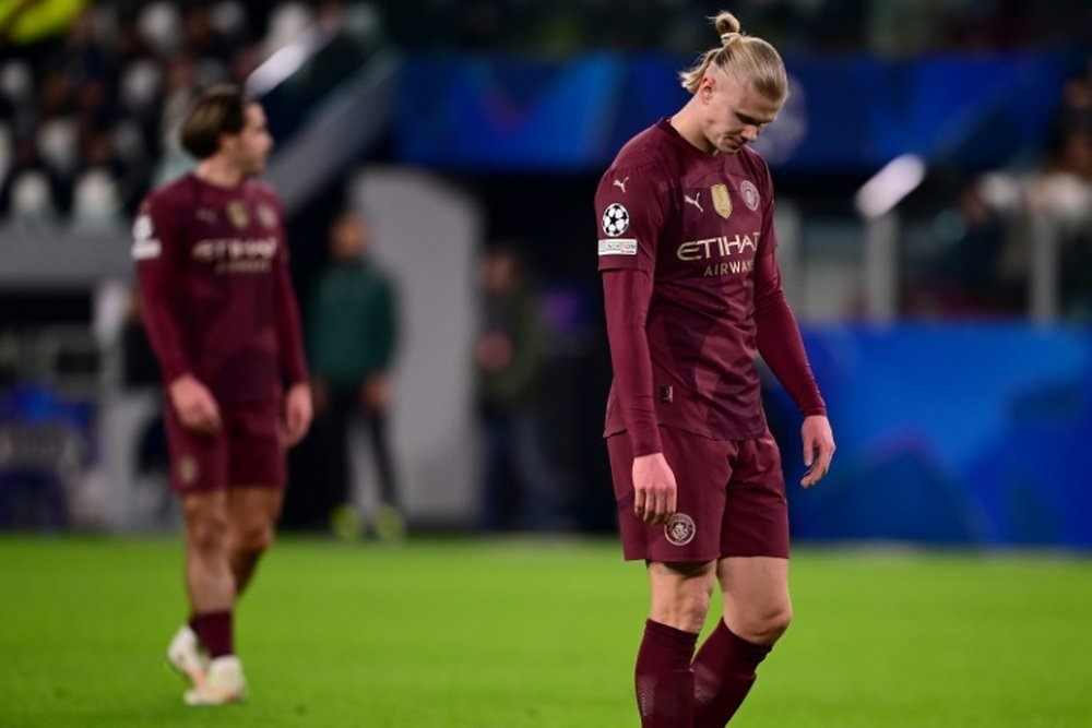 Erling Haaland (droite) lors de la défaite de Manchester City. AFP