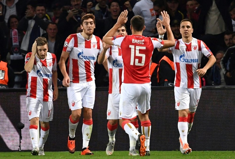 L'Etoile Rouge de Belgrade lors de leur but lors de la défaite face au PSG . AFP