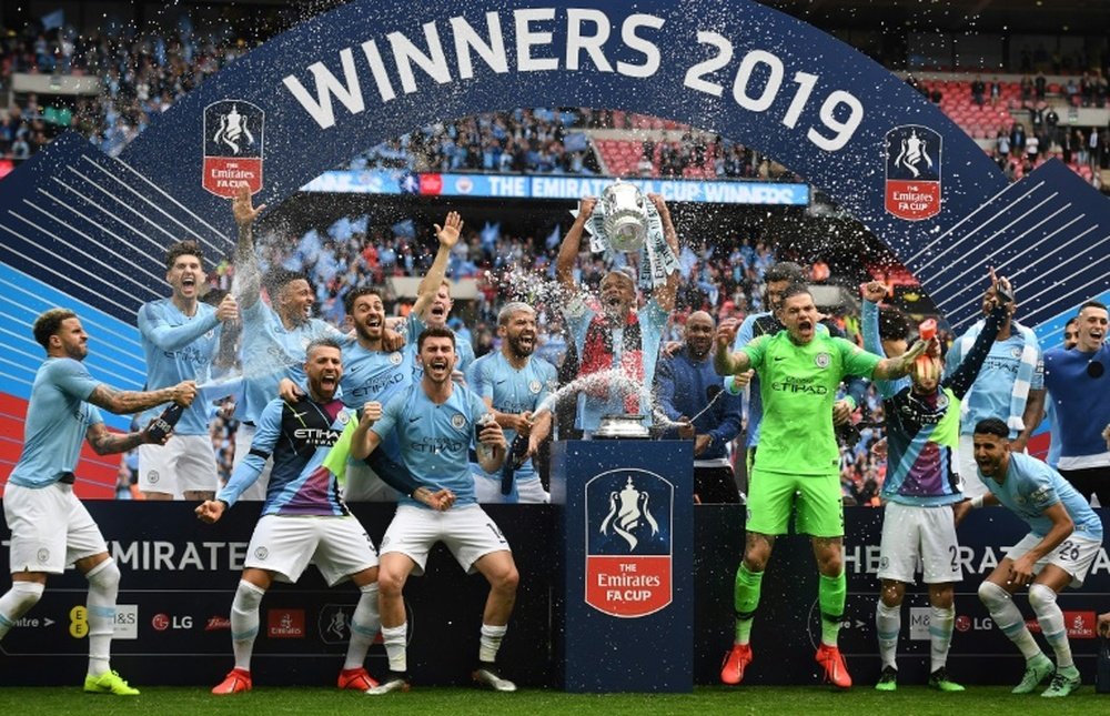 Manchester City, champion de Premier League 2019, au stade Wembley. AFP