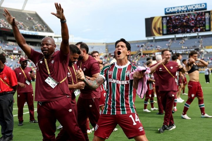 Les joueurs de Fluminense explosent de joie à lissue du coup de sifflet final. AFP