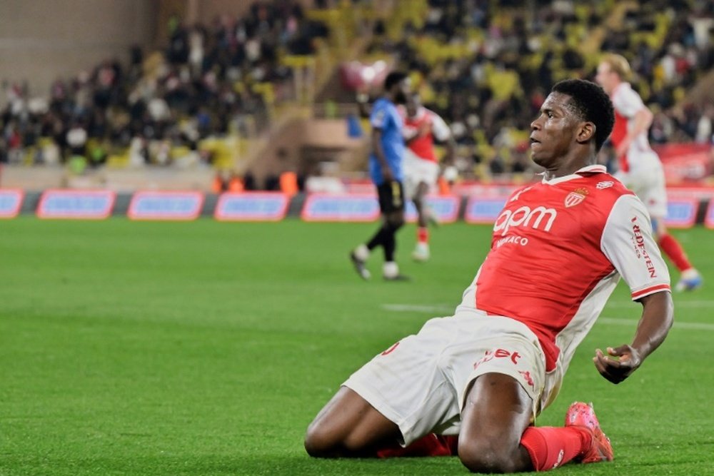 L'attaquant suisse de Monaco Embolo célèbre son but lors de la victoire face à Nice. AFP