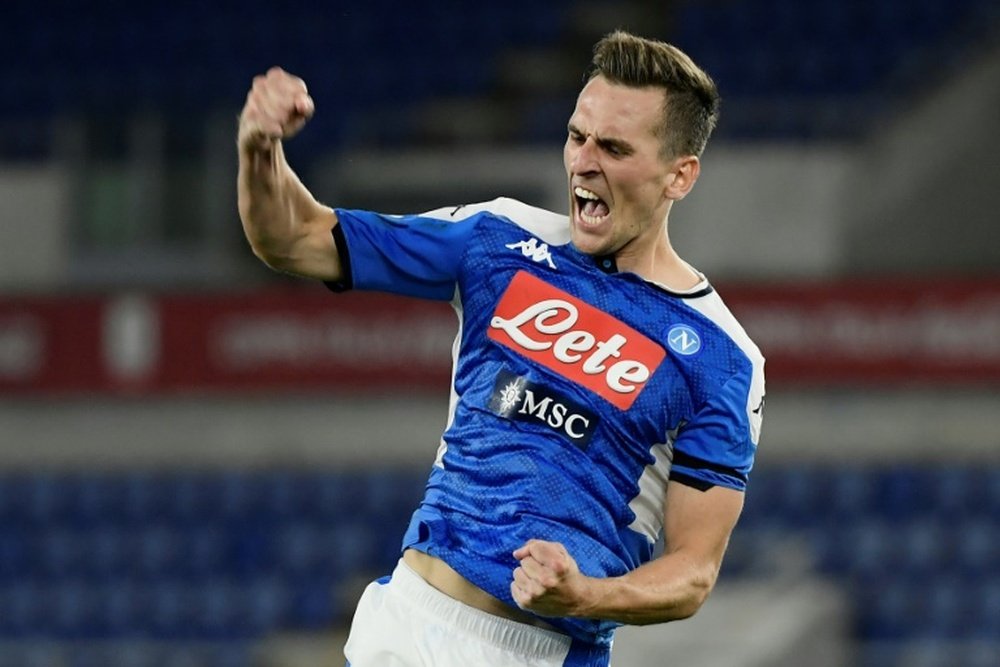 Milik dans le groupe de l'OM à Monaco. afp