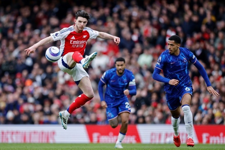 Le milieu de terrain dArsenal Declan Rice. AFP