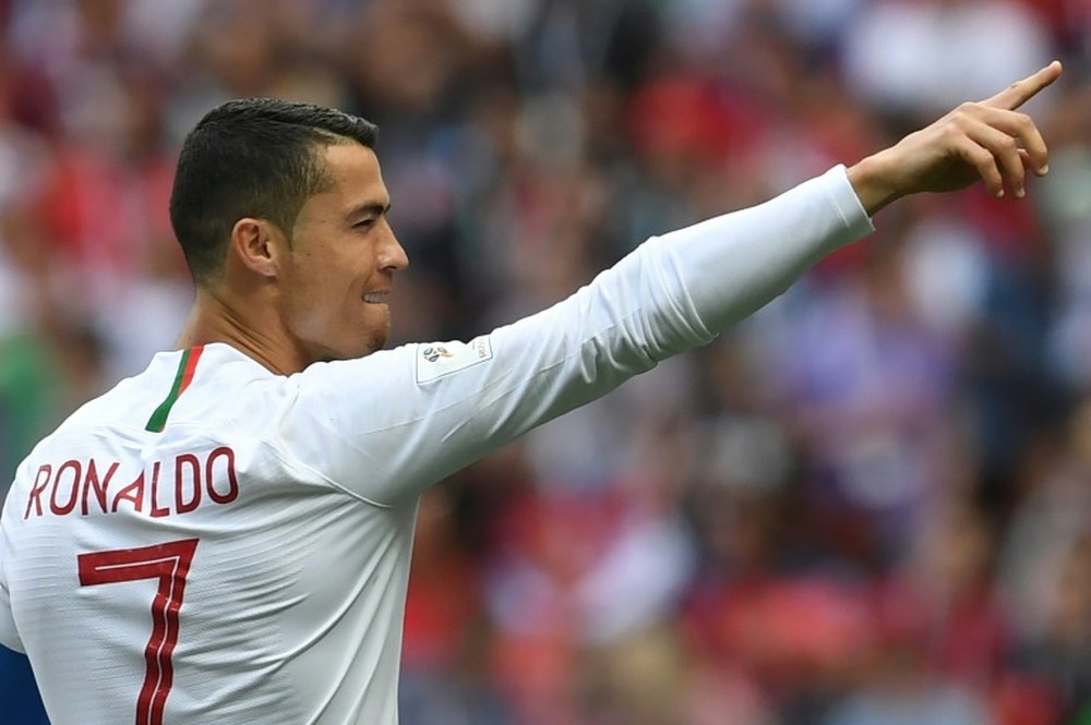 Ronaldo exulte après avoir inscrit un but face au Maroc au Mondial au stade Loujniki. AFP