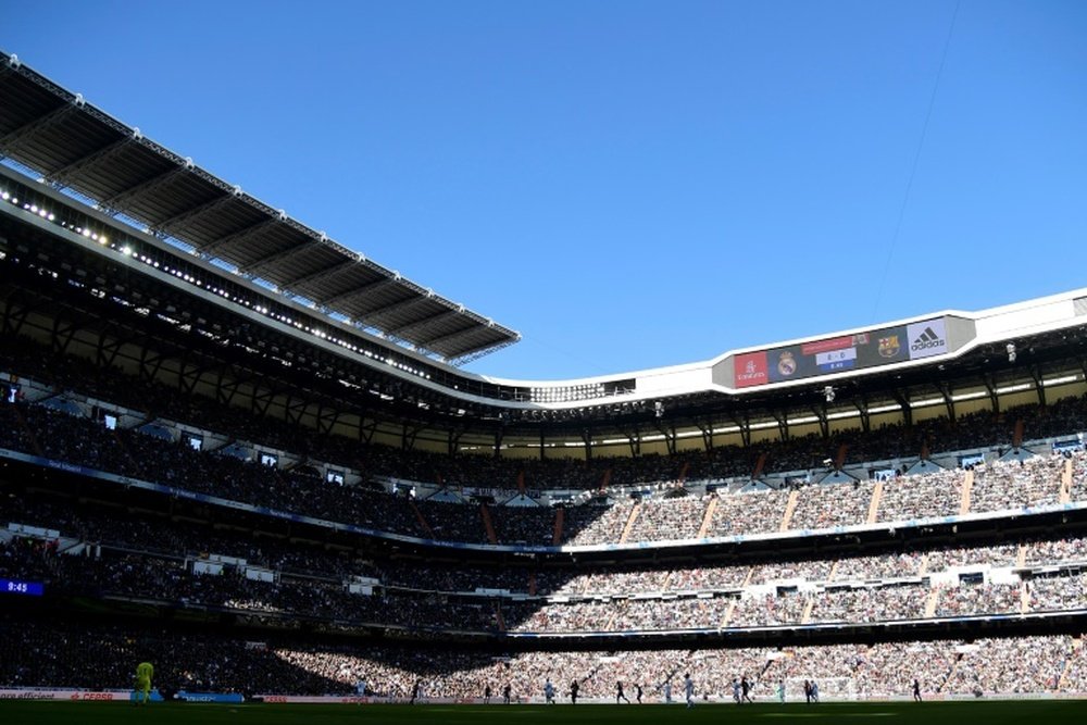 Vue générale du stade Santiago Bernabeu lors du Clasico Real Madrid-FC Barcelone. AFP