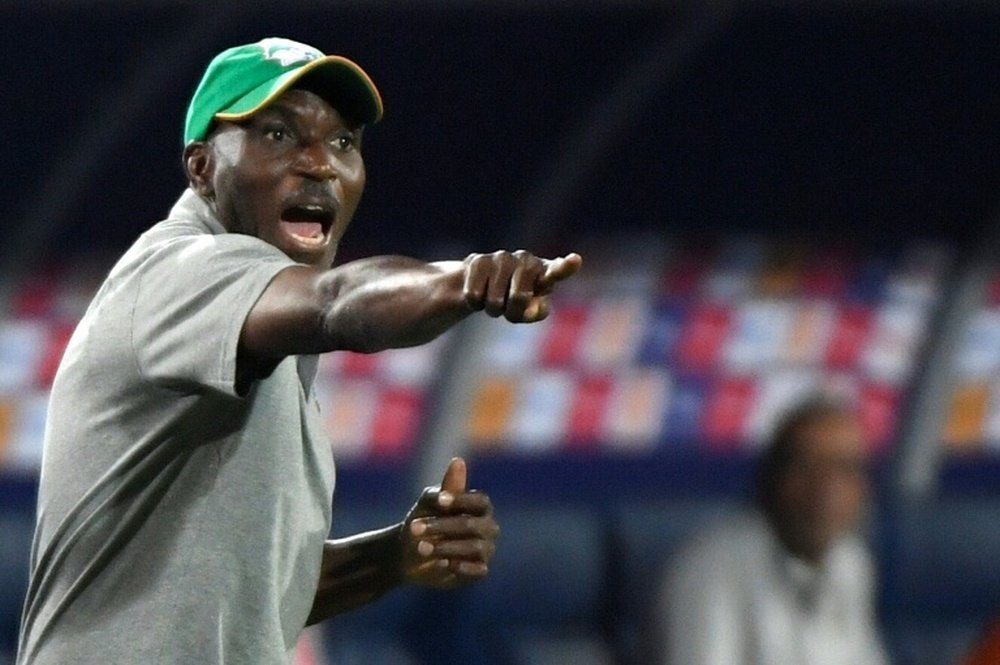 Le sélectionneur de la Côte d'Ivoire, Ibrahim Kamara, lors du match face au Maroc. AFP