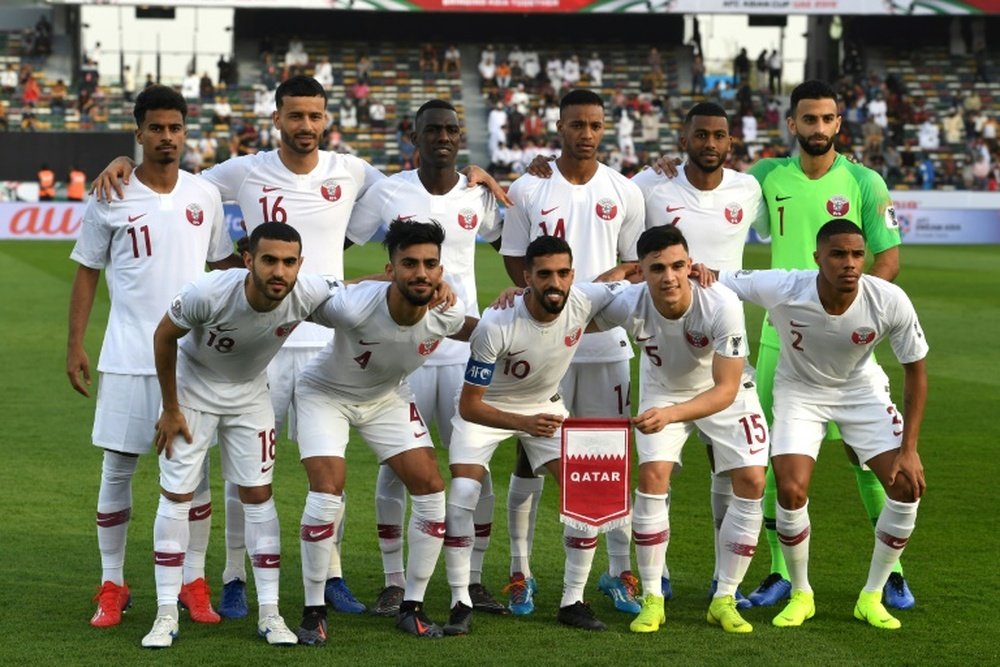 L'équipe du Qatar avant son quart de finale . AFP