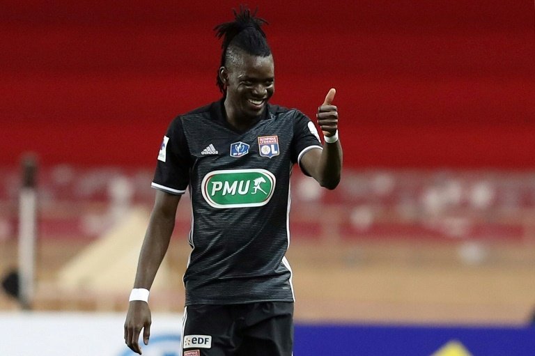 Bertrand Traoré en célébration suite à son but face à Monaco. AFP