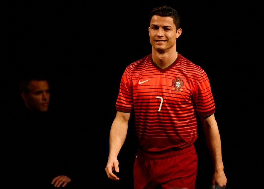 Lattaquant du Real Madrid et du Portugal Cristiano Ronaldo lors dun présentation de produits Nike, le 24 avril 2014 à Madrid