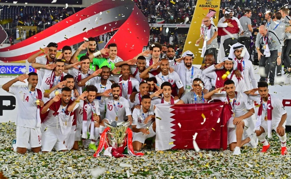 Les Qataris fêtent leur victoire. AFP