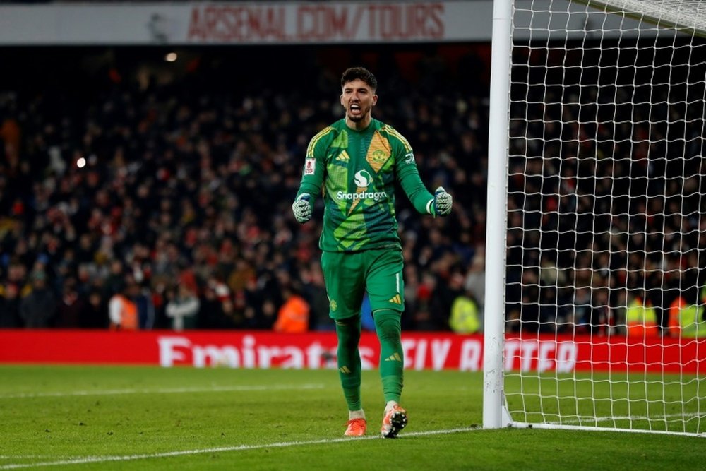 Le gardien turc de Manchester United Altay Bayindir décisif lors de la victoire. AFP
