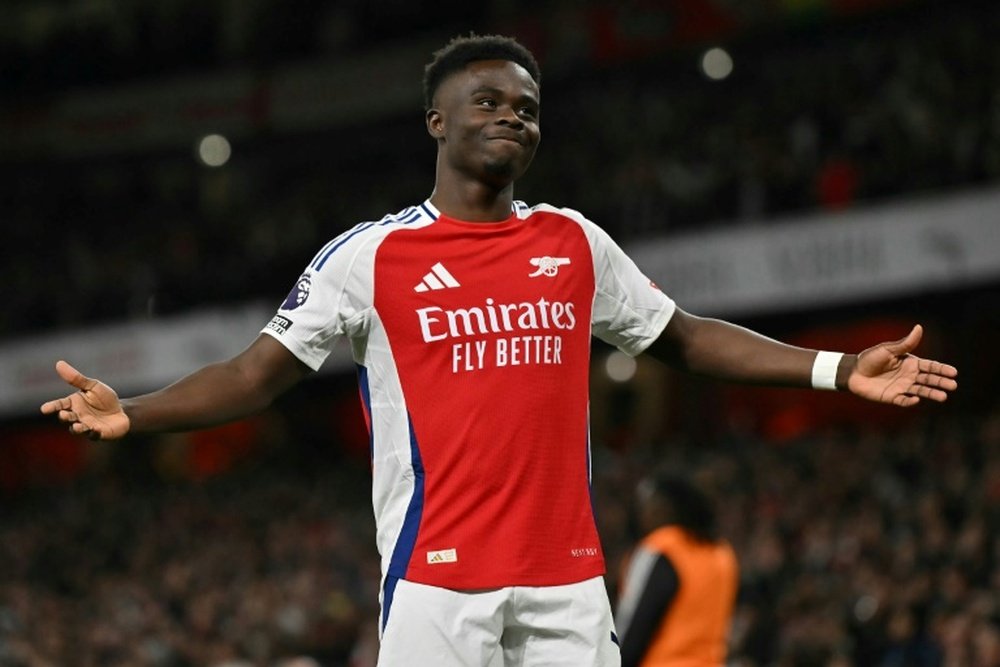Le joueur dArsenal Bukayo Saka contre Fulham. AFP