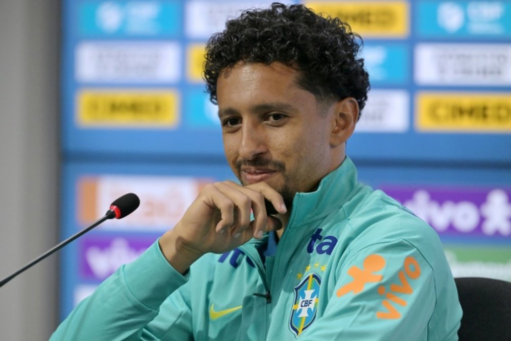 Le défenseur brésilien Marquinhos en conférence de presse le 3 juin 2025 à Sao Paulo. AFP