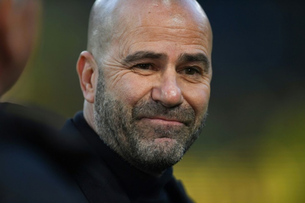 L'entraîneur de Leverkusen Peter Bosz lors du match à Dortmund. AFP