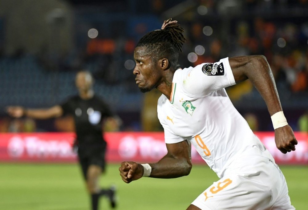 Wilfried Zaha exulte après avoir inscrit un but contre le Mali. AFP