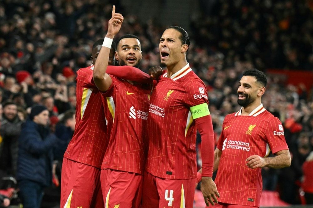 L'équipe de Liverpool célèbre le but décisif de Cody Gakpo. AFP