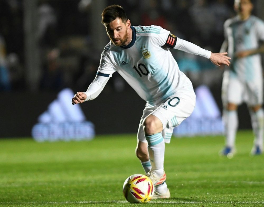 Le capitaine argentin Lionel Messi contre le Nicaragua en match amical. AFP