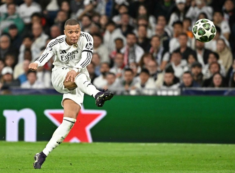 Le Madrilène Kylian Mbappé lors du quart de finale retour de Ligue des champions. AFP