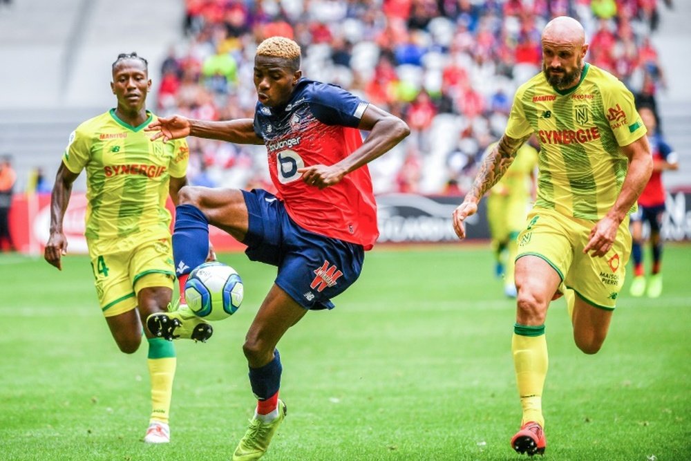 Victor Osimhen auteur d'un doublé face à Nantes en L1 au stade Pierre-Mauroy. AFP