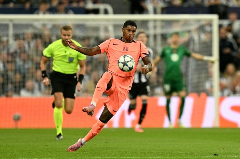 Le joueur de Barcelone Rashford auteur d'un doublé face à Newcastle. AFP