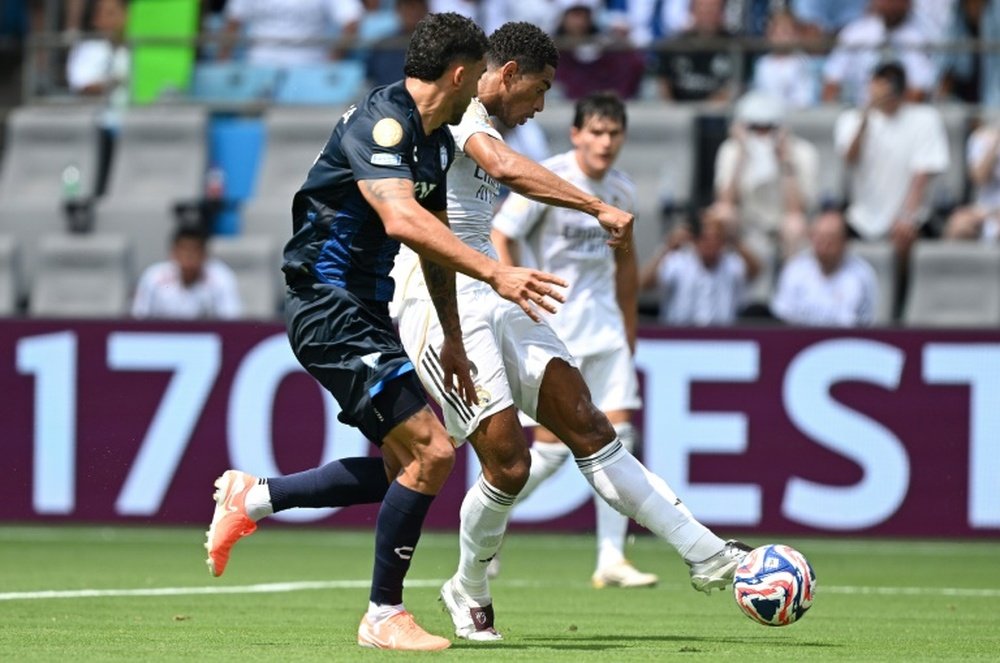 Le milieu anglais du Real Madrid Bellingham ouvre le score contre Pachuca. AFP