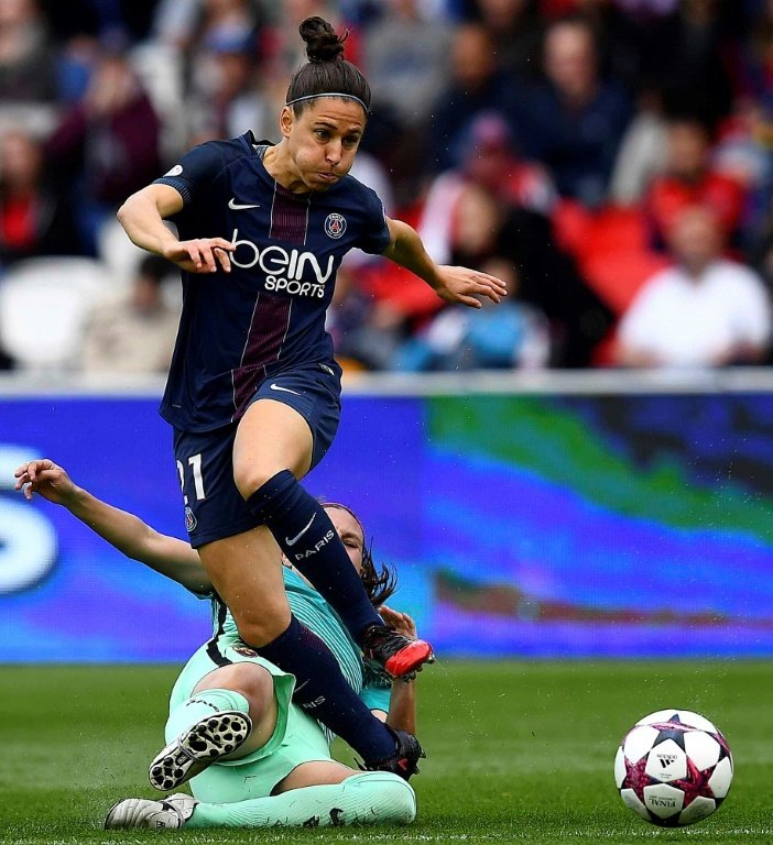 Veronica Boquete face au Barça en demi-finales retour de la C1 au Parc des Princes. AFP