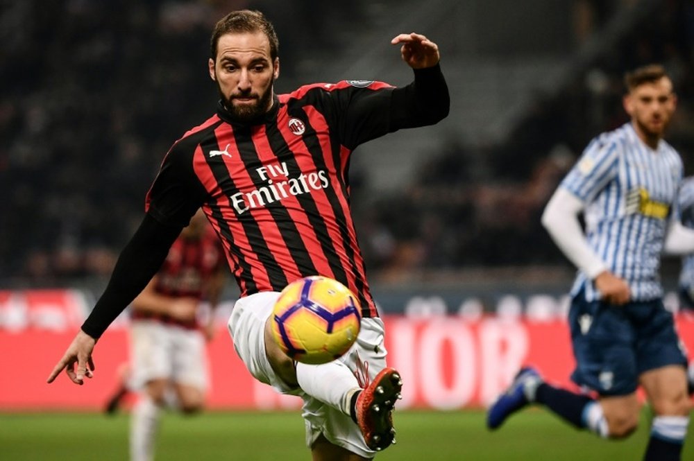 Gonzalo Higuain sous le maillot de l'AC Milan. AFP