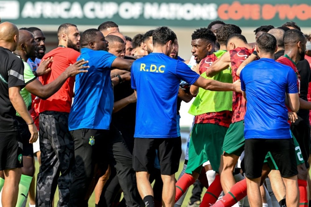 Une échauffourée a éclaté à la fin du match Maroc-RDC. AFP