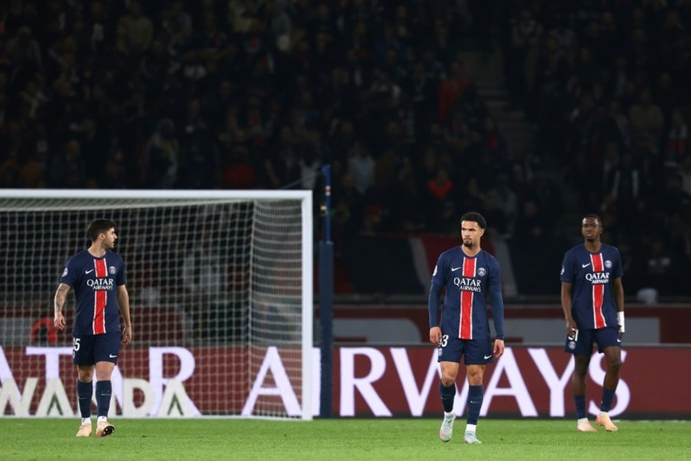 Les Parisiens Beraldo, Warren Zaïre-Emery et Pacho lors de la défaite du PSG contre Nice. AFP