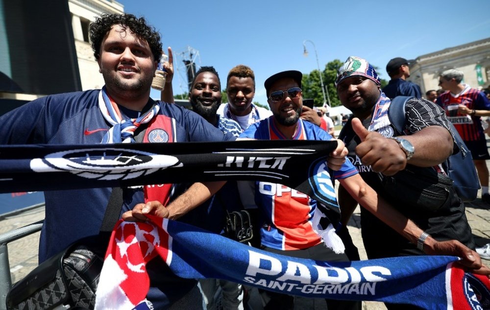 Les supporteurs du PSG à Munich à quelques heures de la finale de la Ligue des champions. AFP