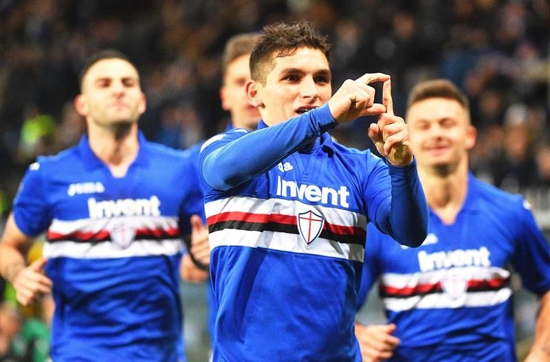 Lucas Torreira anotó el tanto de la Sampdoria en la visita del Torino. EFE/EPA