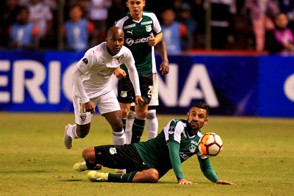 Liga de Quito ganó por la mínima a Deportivo Cali. EFE