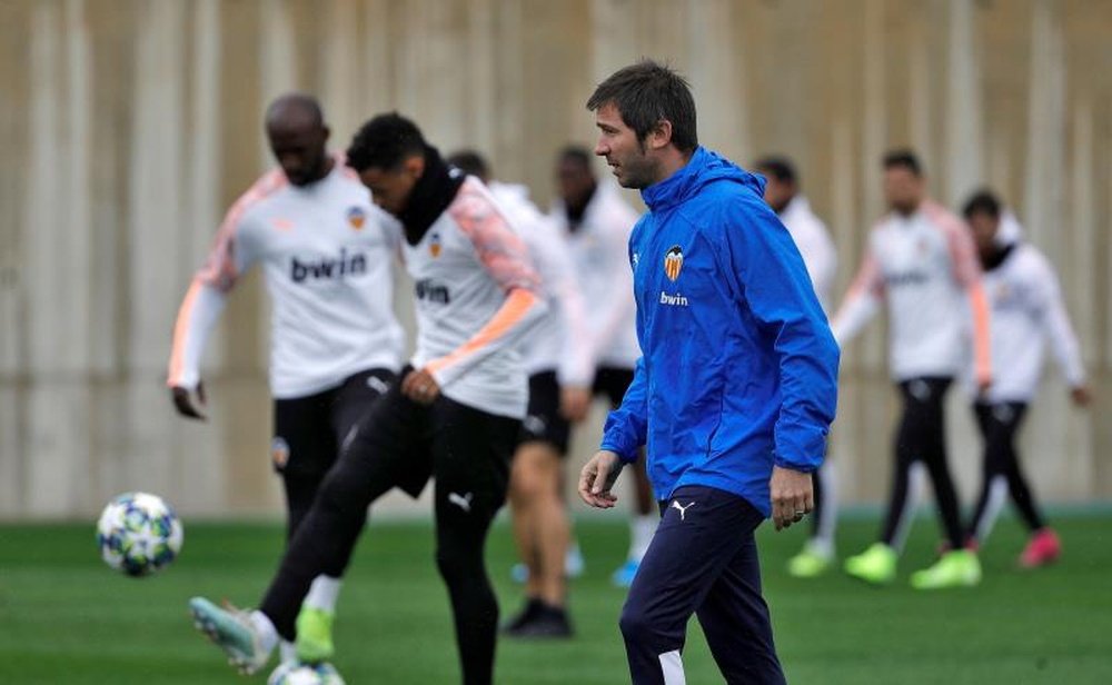 El Valencia entrenó este lunes. EFE/ManuelBruque