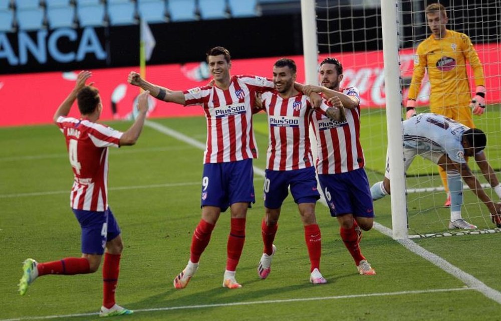 El Atlético necesita tres puntos más para conseguir el objetivo. EFE
