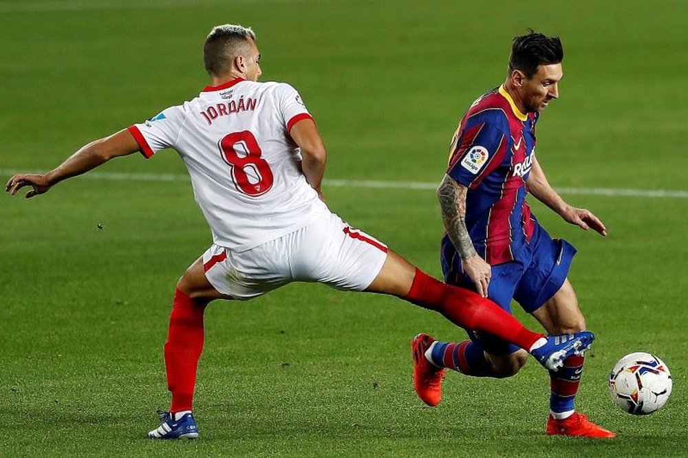 El Sevilla empató en el Camp Nou. EFE/Alberto Estéves