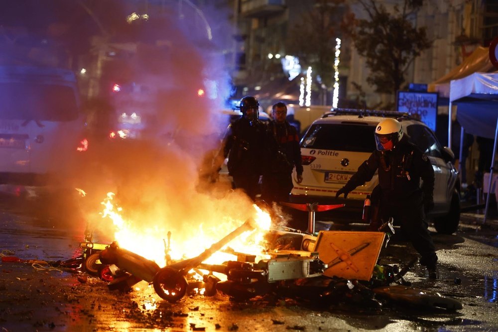 Bruselas anocheció con disturbios tras el Bélgica-Marruecos. EFE