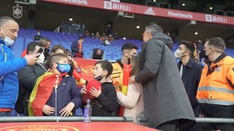 Luis Enrique spoke to fans prior to Spain's victory over Albania. DUGOUT