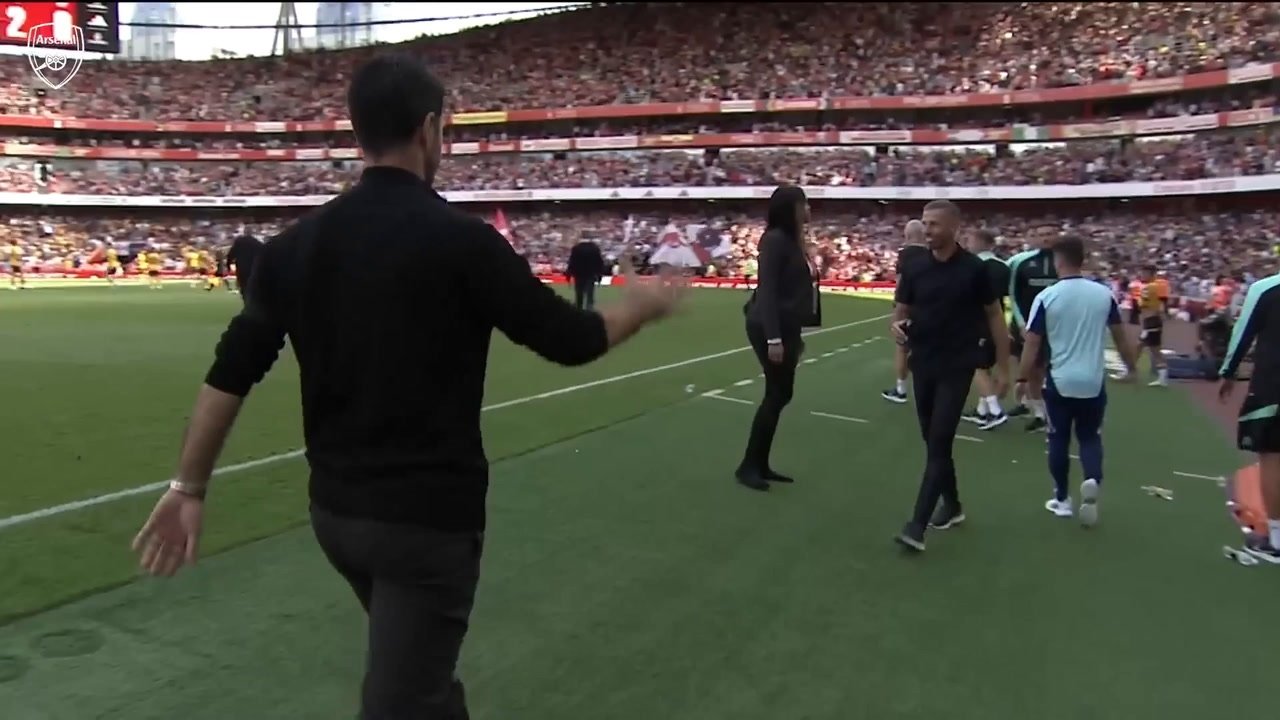 VIDEO: A winning start - how Arteta reacted to sealing Arsenal's first three points of the season