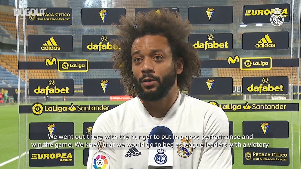 Marcelo was very happy after Real Madrid beat Cadiz. DUGOUT