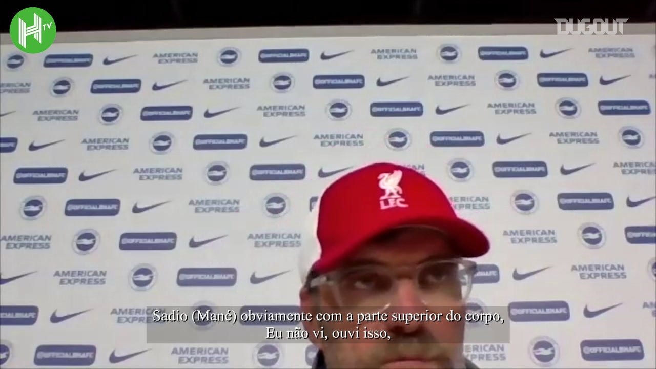 Klopp fala sobre lances da arbitragem no empate do Liverpool com o Brighton. DUGOUT