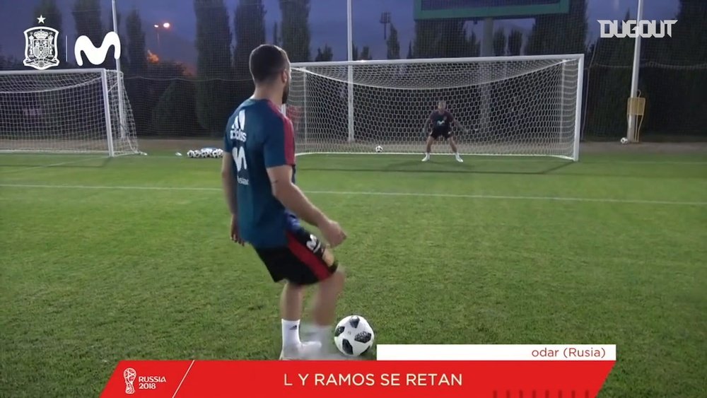 VÍDEO: ¿quién ganó en el reto de penaltis Ramos-Carvajal? DUGOUT
