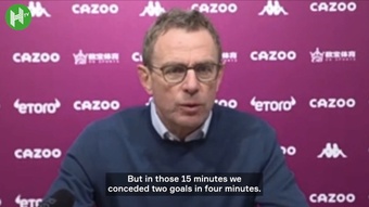 Ralf Rangnick was very disappointed to let a two goal lead slip late on. DUGOUT