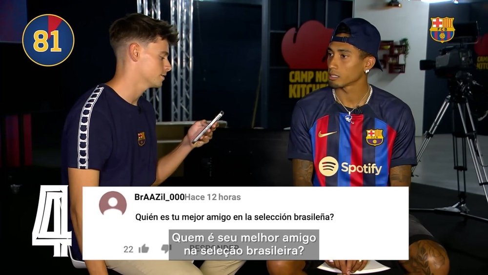 Entrevista de Raphinha ao canal oficial do Barcelona.Dugout