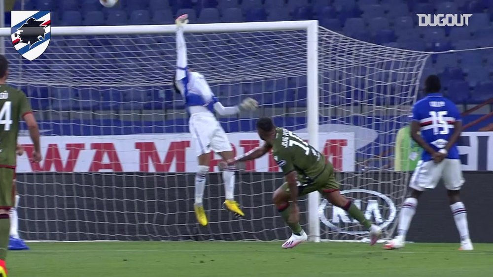 Audero made a brilliant stop to prevent Cagliari scoring. DUGOUT
