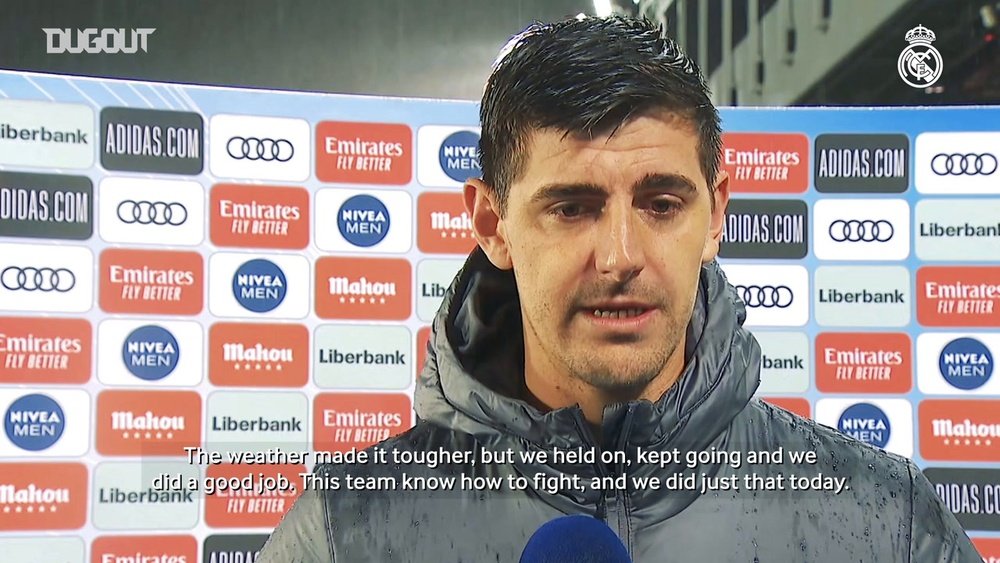 Thibaut Courtois was happy after Real Madrid defeated Barcelona. DUGOUT