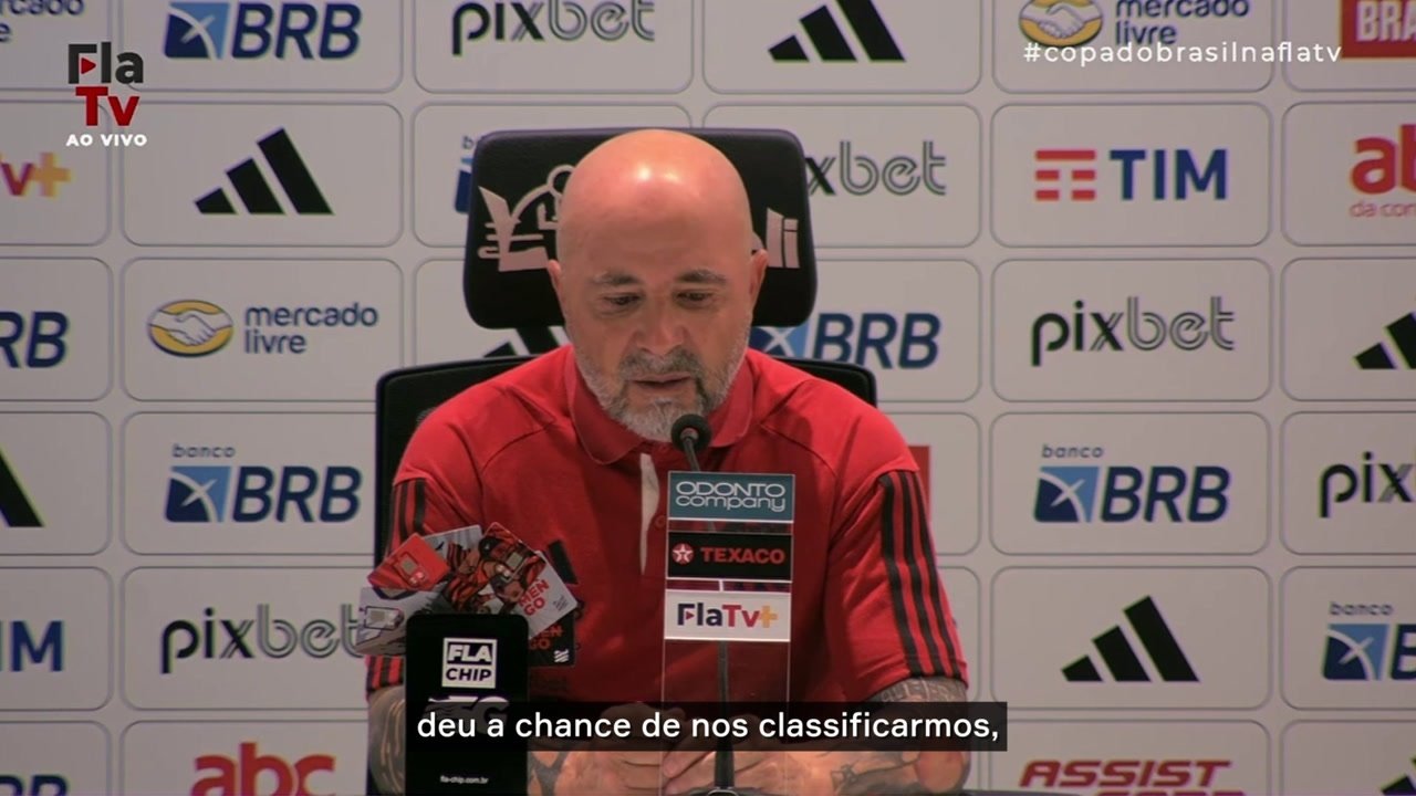 Sampaoli comenta união do time na comemoração do gol na Copa do Brasil