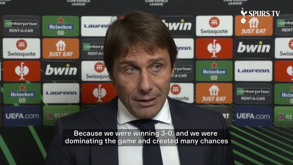 Antonio Conte was unhappy with Spurs' defence for conceding twice at 3-0. DUGOUT