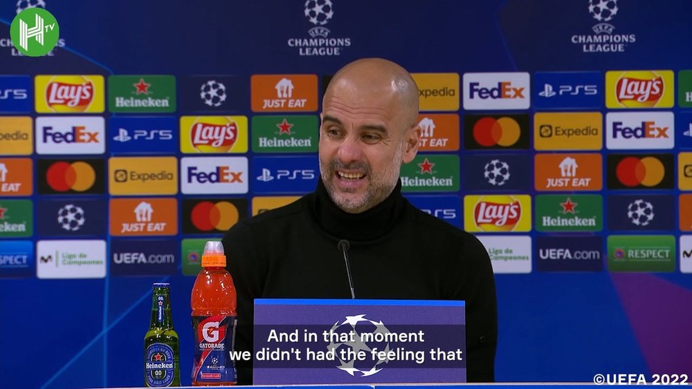 Man City manager Pep Guardiola spoke after losing to RM. DUGOUT